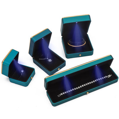 Armband halsketting oorbel ring juwelen doos met licht luxe organisator pauwblauw