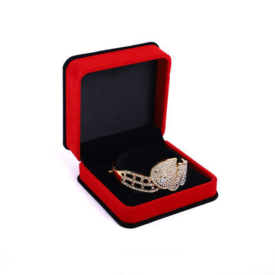Custom Red Velvet Juwelen Verpakkingsdoos Dubbele laag voor Armband Halsketting en Ring