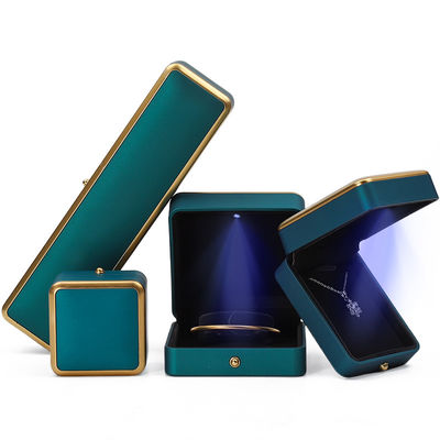 Armband halsketting oorbel ring juwelen doos met licht luxe organisator pauwblauw