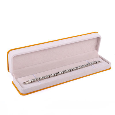 Op maat gemaakt abrikozenkleurige fluwelen sieraden verpakkingsdoos voor dubbele laag en 6*5,5*5cm grootte