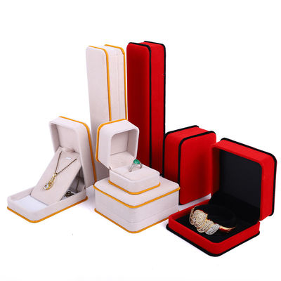 Op maat gemaakt abrikozenkleurige fluwelen sieraden verpakkingsdoos voor dubbele laag en 6*5,5*5cm grootte