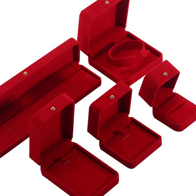 Rood fluweel sieraden verpakkingsdoos voor halsketting Armband Stud oorbellen Ring Custom Logo