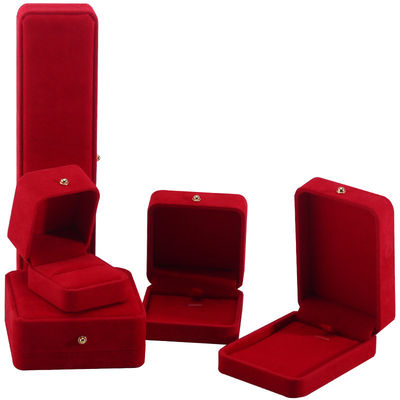 Rood fluweel sieraden verpakkingsdoos voor halsketting Armband Stud oorbellen Ring Custom Logo