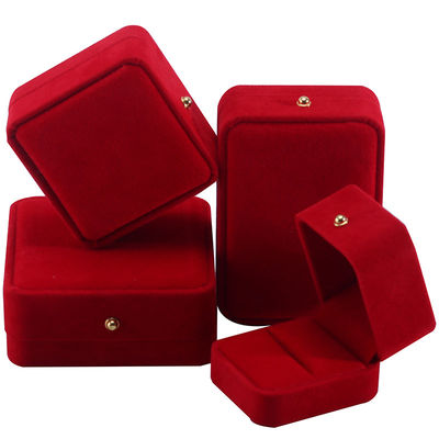 Rood fluweel sieraden verpakkingsdoos voor halsketting Armband Stud oorbellen Ring Custom Logo