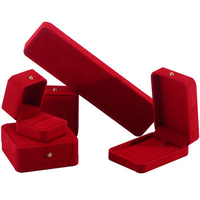 Rood fluweel sieraden verpakkingsdoos voor halsketting Armband Stud oorbellen Ring Custom Logo