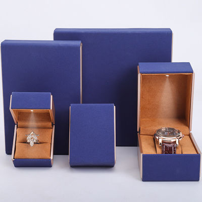 19x19x4cm Blauw fluweel PU Led Juwelen Geschenkdoos met LED Licht en Fluweel Bekleding
