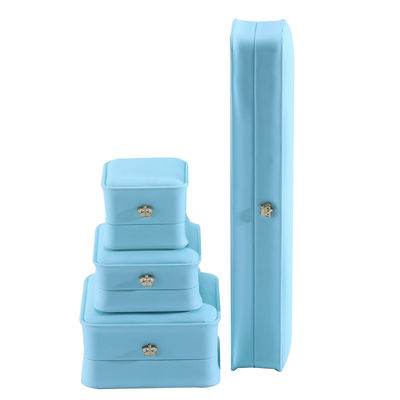Juwelenpakket in Cyan met kroonontwerp Hanhong Custom Logo Luxe PU Lederkledingdoos