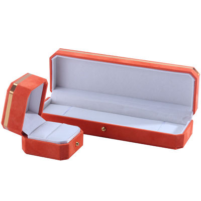Juwelenpakket voor trouwhalsband oorbellen en ring Hanhong Custom Orange Velvet Box
