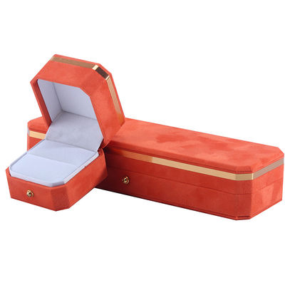 Juwelenpakket voor trouwhalsband oorbellen en ring Hanhong Custom Orange Velvet Box