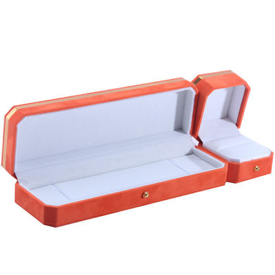 Juwelenpakket voor trouwhalsband oorbellen en ring Hanhong Custom Orange Velvet Box