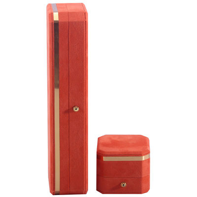 Juwelenpakket voor trouwhalsband oorbellen en ring Hanhong Custom Orange Velvet Box