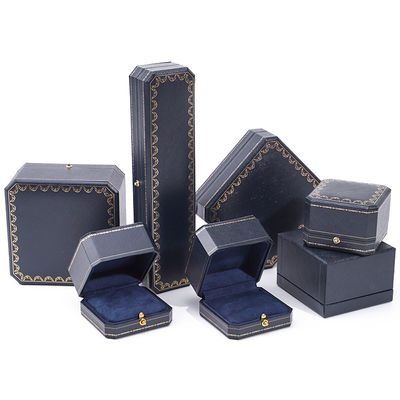 Custom logo sieraden pakket handgemaakte blauwe vierkant papieren doos voor luxe kunststof ring doos