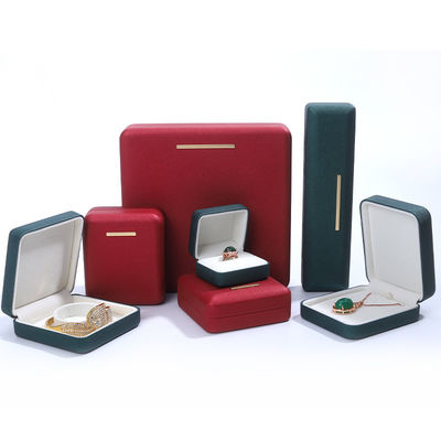 kopen Op maat gemaakte rode PU leer fluweel sieraden doos voor armband oorbel en hanger verpakking online manufacture
