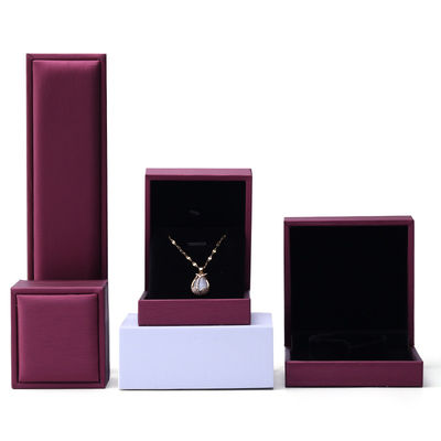 Custom Luxury Velvet Jewelry Packaging Box met Purple PU Leather van Hanhong