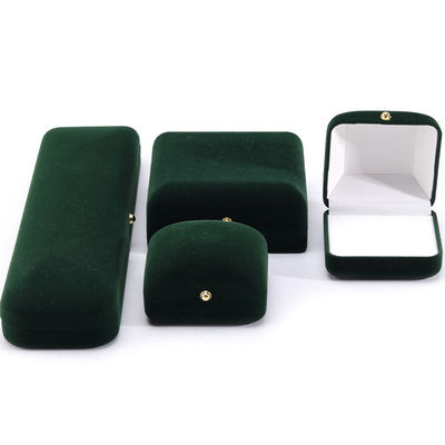 Groothandel Vervaardiging Luxe handgemaakte sieraden Doos verpakking Gepersonaliseerd Custom logo high end Donkergroen halsketting Armband Oordelen Ring Verpakking Fluwelen sieraden Doos