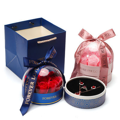 OEM-logo Ronde Save Rose Flower Juwelen Doos Voor Bruiloft Verjaardag Bruidsmeisje Gift