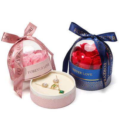 OEM-logo Ronde Save Rose Flower Juwelen Doos Voor Bruiloft Verjaardag Bruidsmeisje Gift