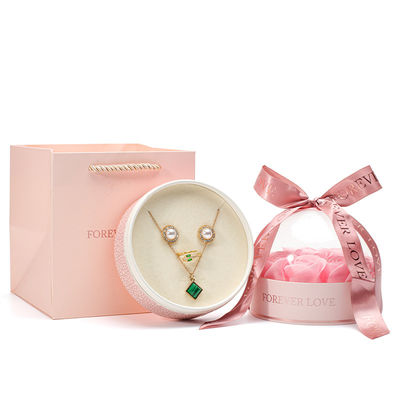 OEM-logo Ronde Save Rose Flower Juwelen Doos Voor Bruiloft Verjaardag Bruidsmeisje Gift