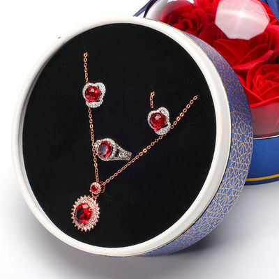 OEM-logo Ronde Save Rose Flower Juwelen Doos Voor Bruiloft Verjaardag Bruidsmeisje Gift