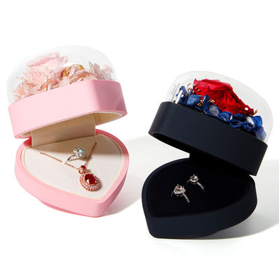 Custom bloemen sieraden doos hartvormige cadeaubon met fluwelen verpakkingsdoos
