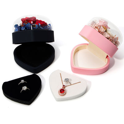 Custom bloemen sieraden doos hartvormige cadeaubon met fluwelen verpakkingsdoos