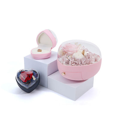 kopen Custom Logo Hartvormige Juwelen Laca Rose Bloemen Doos Voor Ring online manufacture