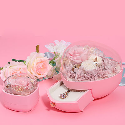 Custom Logo Hartvormige Juwelen Laca Rose Bloemen Doos Voor Ring