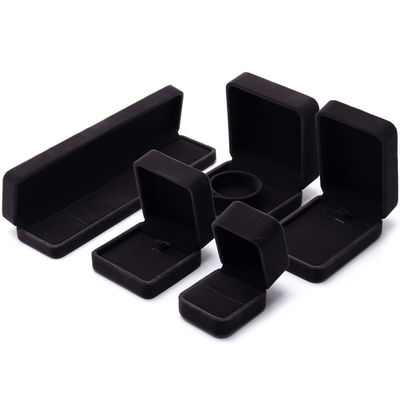Custom Logo Printing Juwelen Ring Box in Vierkante Vorm Handgemaakt met Donkergrijze Fluweel