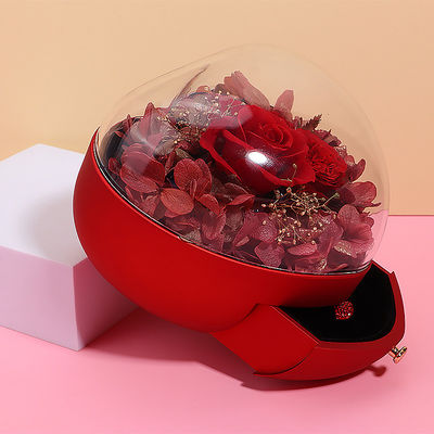 Custom Logo Hartvormige Juwelen Laca Rose Bloemen Doos Voor Ring