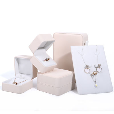 Custom luxe ketting verpakkingsdoos met wit PU leer en fluwelen bekleding Contact met ons