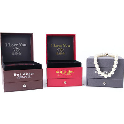 Op maat gemaakte grootte luxe vierkante juwelen doos juwelen cadeau verpakkingsdoos met roos