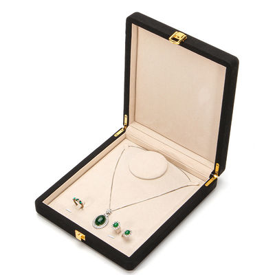 Zwarte Hanhong Custom Afgeronde Hoek Microfiber Lederen Ring Sieraden Verpakkingsdoos Luxe Set Parel Ketting Sieraden Opbergdoos