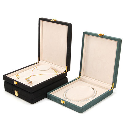 Zwarte Hanhong Custom Afgeronde Hoek Microfiber Lederen Ring Sieraden Verpakkingsdoos Luxe Set Parel Ketting Sieraden Opbergdoos