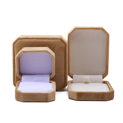 milieuvriendelijke achthoekige gele flannelette sieraden doos voor halsketting armband ring
