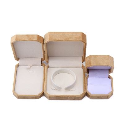 milieuvriendelijke achthoekige gele flannelette sieraden doos voor halsketting armband ring