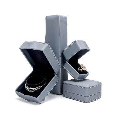 Grijze PU-leer luxe juwelen doos voor ringketting Armband Set Verpakking door Hanhong