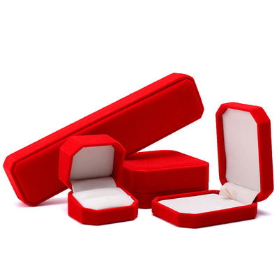 Juwelen Pakket Rode flannelette maatdoos voor halsketting Armband en Ring