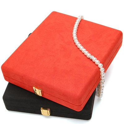 Hanhong Custom Oranje Microfiber Leer Juwelen Verpakkingsdoos voor Luxe Parel Ketting
