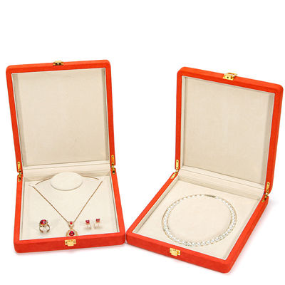 Hanhong Custom Oranje Microfiber Leer Juwelen Verpakkingsdoos voor Luxe Parel Ketting