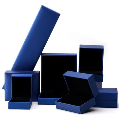 Blauw Luxe Papier Juwelen Doos Custom Logo Oorbellen Halsketting Hangertje Ring Verpakking