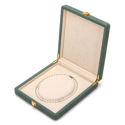 Groene microvezel leer sieraden opslag voor parel ketting 20 * 23 * 5 cm Hanhong Custom