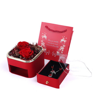 Gepersonaliseerde grootte bloemen laken juwelen doos Roos ontwerp voor Valentijnsdag cadeau