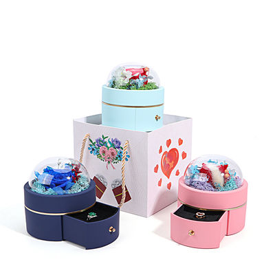 Persoonlijke grootte Luxe ronde bloemen sieraden doos Verpakking Ring laken doos