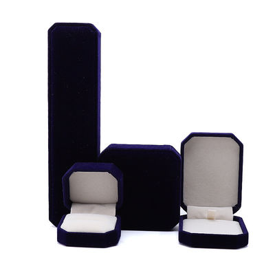 Nieuwste stijl op maat Blauwe flannelette Octogonale sieraden doos voor halsketting Armband Ring