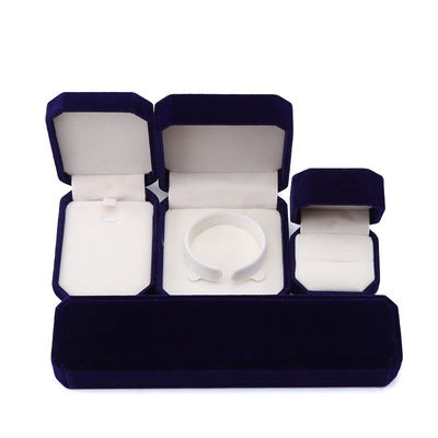Nieuwste stijl op maat Blauwe flannelette Octogonale sieraden doos voor halsketting Armband Ring