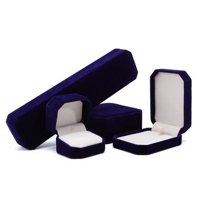 Nieuwste stijl op maat Blauwe flannelette Octogonale sieraden doos voor halsketting Armband Ring