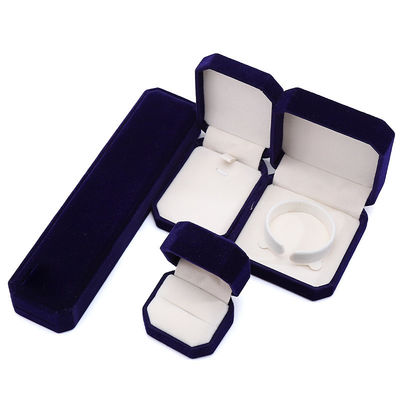 Nieuwste stijl op maat Blauwe flannelette Octogonale sieraden doos voor halsketting Armband Ring