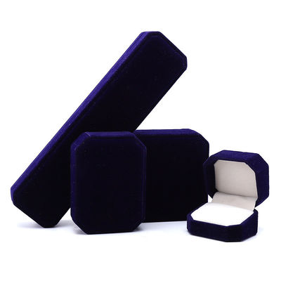 Nieuwste stijl op maat Blauwe flannelette Octogonale sieraden doos voor halsketting Armband Ring