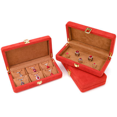 kopen Op maat gemaakte oranje microvezel leer sieraden doos voor stud armband en ring 19.5*11*5cm online manufacture