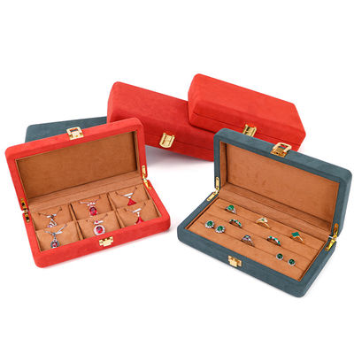 Op maat gemaakte oranje microvezel leer sieraden doos voor stud armband en ring 19.5*11*5cm